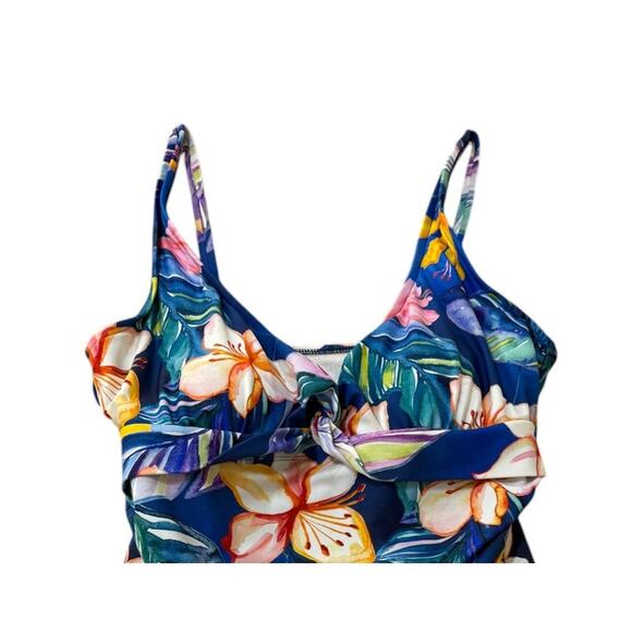 Maxine of Hollywood Swimsuit‎ Women 10 Blue One Piece Beach Tropical Vacation - Picture 2 of 8